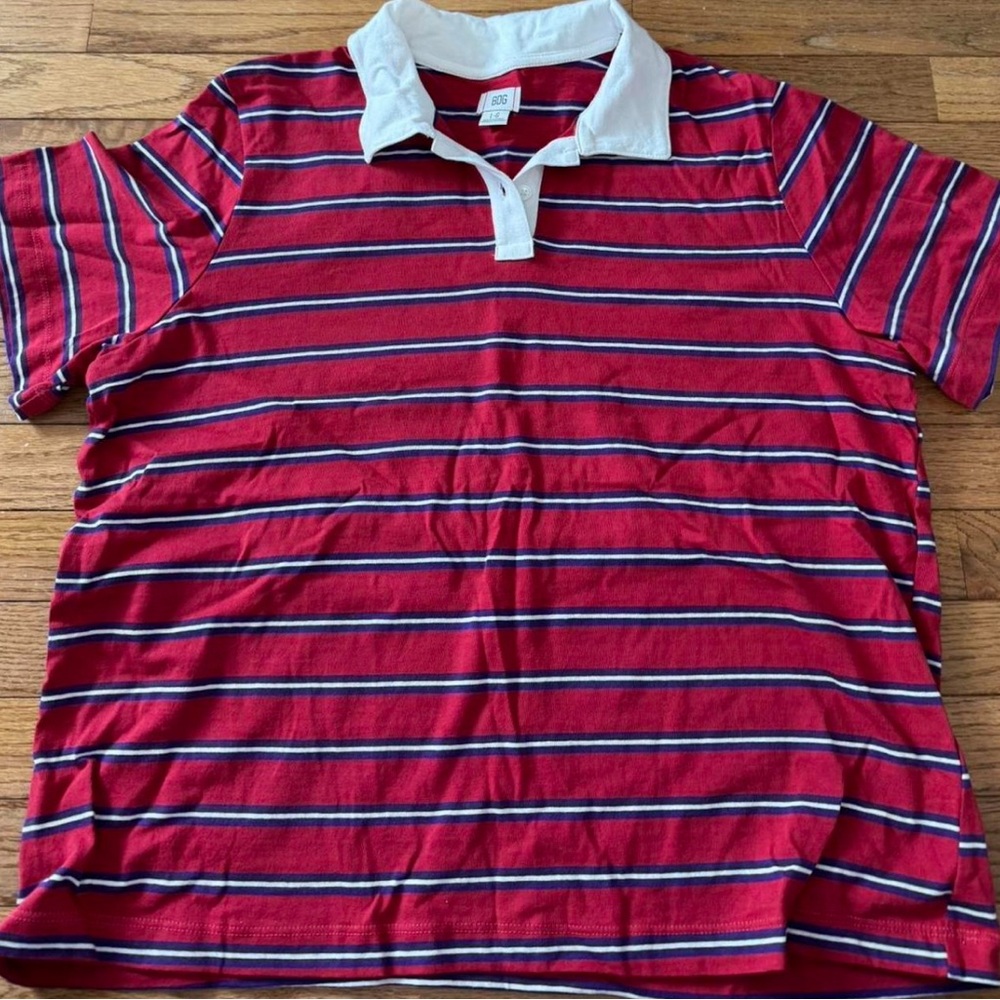Urban Outfitters Red Striped Button Down Shirt